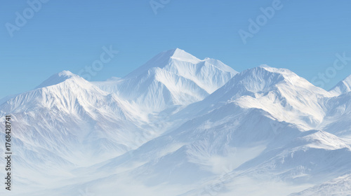Majestic Winter Snow-Covered Mountain Range, Serene and Crisp Scenery, Alpine Wilderness