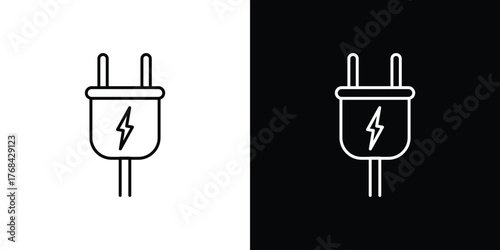 Electric plug icon editable vector stroke for web designs