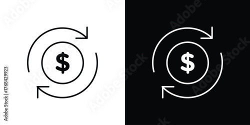 Cash flow icon editable vector stroke for web designs