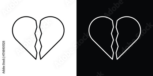 Broken heart icon editable vector stroke for web designs