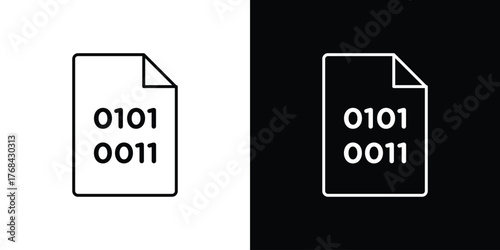 Binary code icon editable vector stroke for web designs