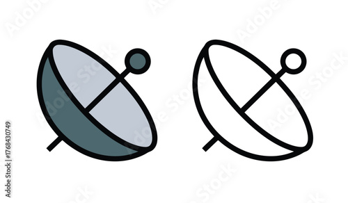 Satellite Dish Icon Illustration. Antenna Technology Communication Symbol
