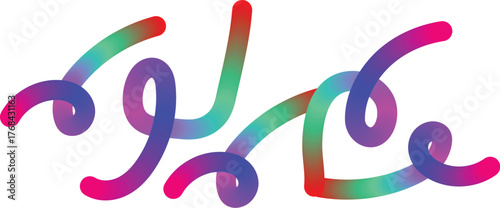 A vibrant pattern featuring organic rainbow wavy ribbons and 3D graphic shapes with colorful gradients. Fun and playful design.