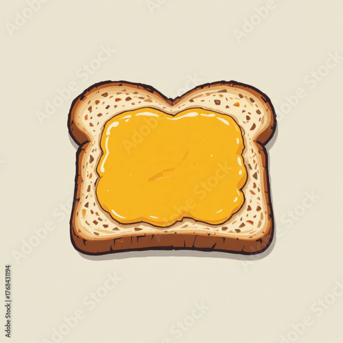 Slices of white bread with flat colored pineapple jam 