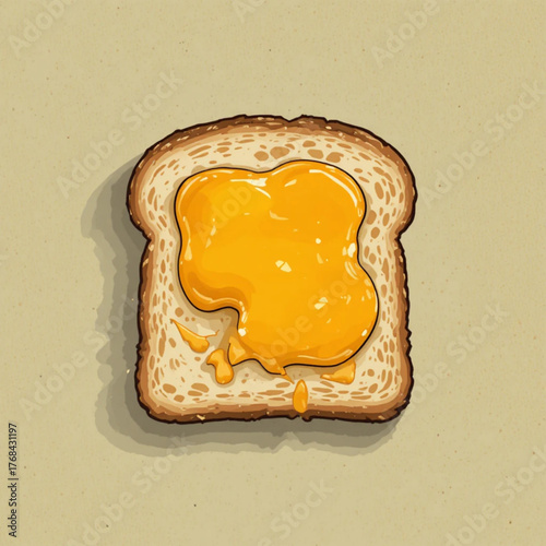 Slices of white bread with flat colored pineapple jam 