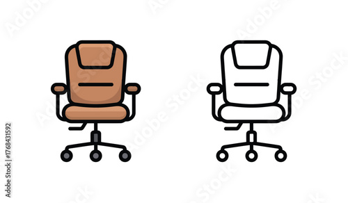 Office Chair Illustration Vector Icon: Comfortable Furniture for Work and Study