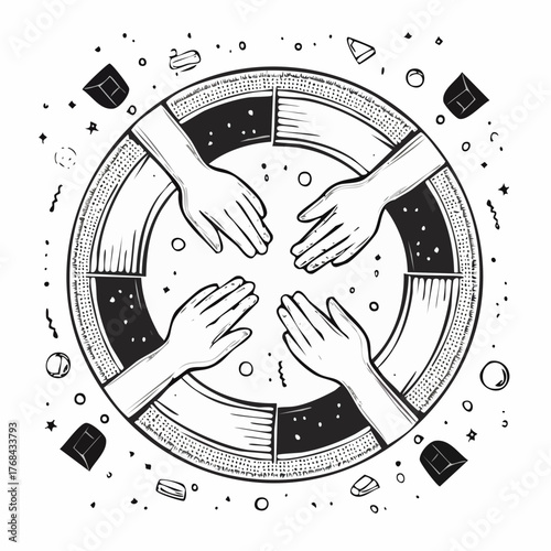 Collaborative effort with shared goals and mutual support.