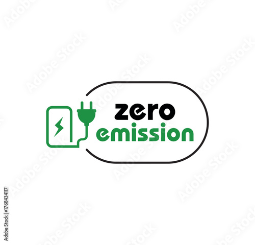 zero emission sign on white background	