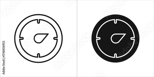 Set of two icons a gauge or meter symbol and a prohibition sign
