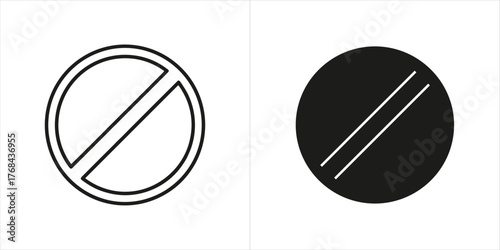 Set of two icons a prohibition sign and a cancel symbol
