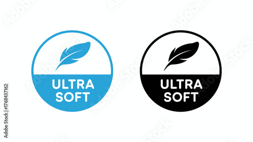 Ultra Soft feather icon symbol for product packaging design, conveying premium comfort, gentle feel, lightness, and luxurious quality.