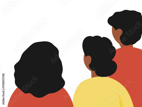 Illustration of three people from behind. Diversity and inclusion concept for social equality and community. Group unity.