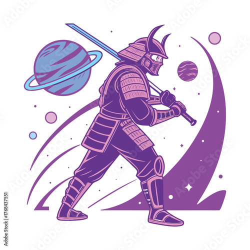 Cosmic Samurai Warrior Illustration