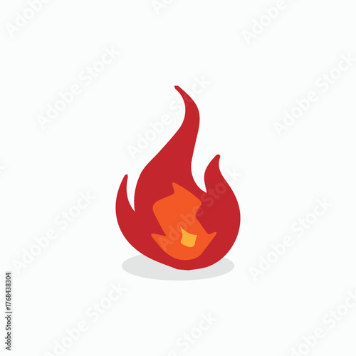 Vivid single flat fire flame vector icon. Modern, hand-drawn illustration for energy, heat, bonfire, spicy food, or danger warning elements