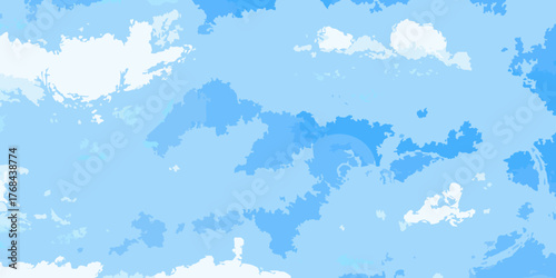 Abstract digital art of a cloudy sky with varying shades of blue and white