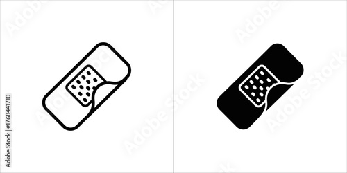 Set of two band aid icons, one outline and one filled