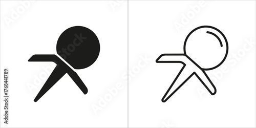 Push pin icon, outline and filled