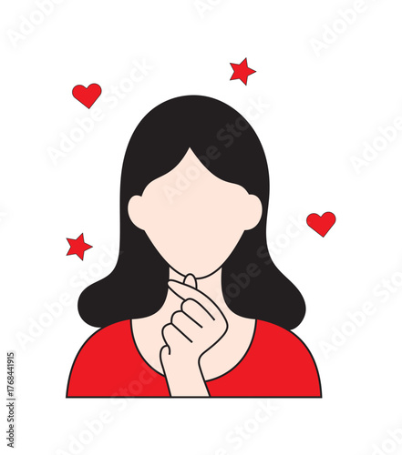 Cute Woman Hand Heart Sign Illustration – Love Gesture Vector Design
