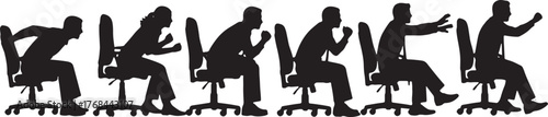 Humorous Office Chair Race Silhouettes