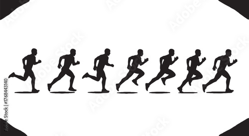 Single Stride Runner Sequence Silhouettes