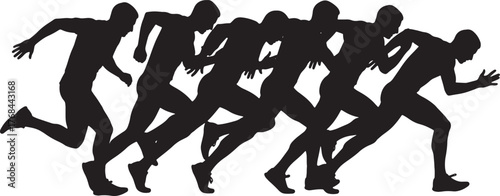 Tight Finish Competitive Runner Silhouettes