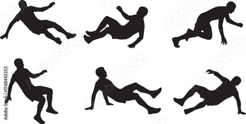 Stumbling and Falling Runner Silhouette Set