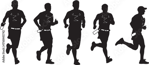 Long-Distance Runners with Hydration Pack Silhouettes
