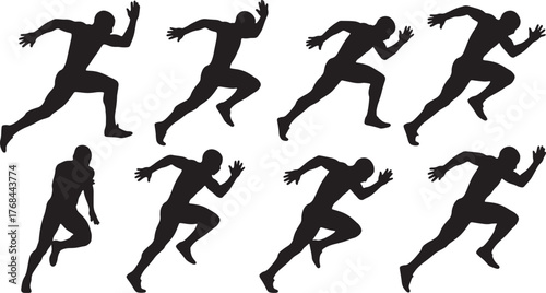 Photo Finish Sprinter Silhouettes at the Line