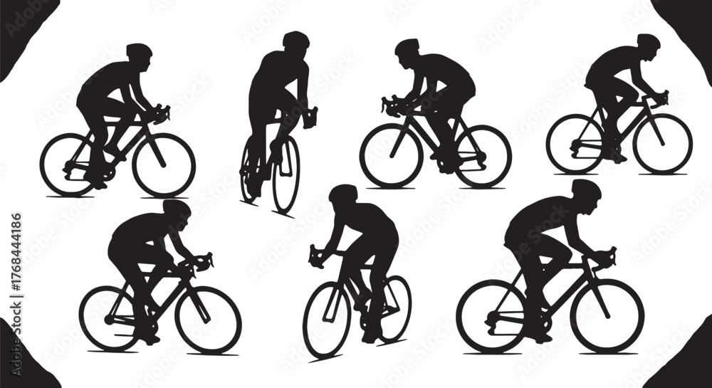 Fototapeta premium Geometric Low-Poly Cyclist Silhouette Collection