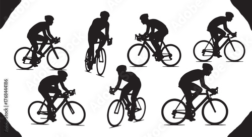 Geometric Low-Poly Cyclist Silhouette Collection