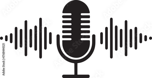 vector illustration of a microphone silhoutte