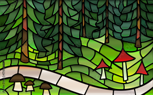 forest vector stained-glass background