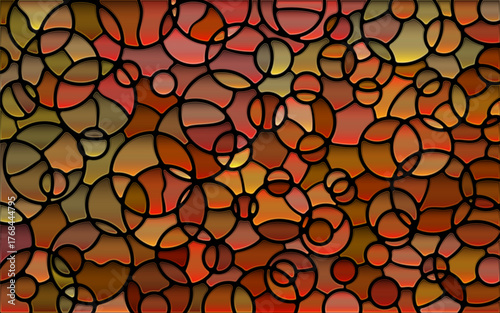 abstract vector stained-glass mosaic background - orange and brown circles