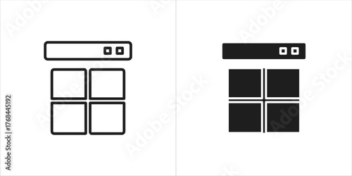 Heat sink icon, cooling system black and white