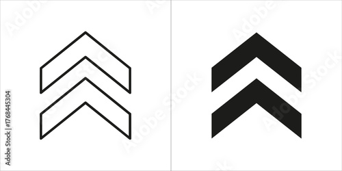 Double chevron pointing up, outline and filled versions