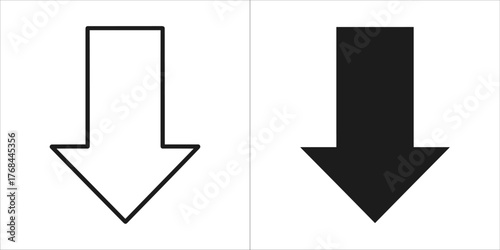 Two down arrow icons, one outlined and one solid black