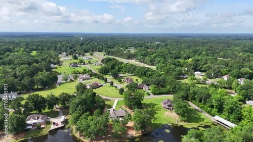 Aerial summer nature landscape of rural Deep South Carriere Pearl River County Mississippi MS