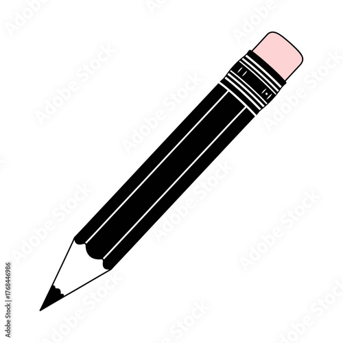 Black pencil with pink eraser vector illustration scalable graphic design element silhouette vector illustration white background