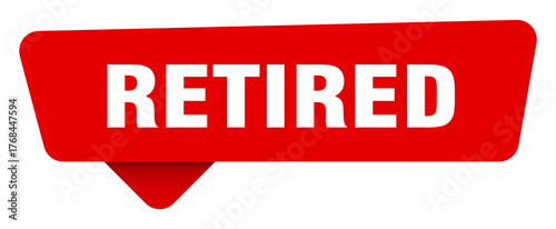 retired red sticker isolated on transpatent background. retired sign