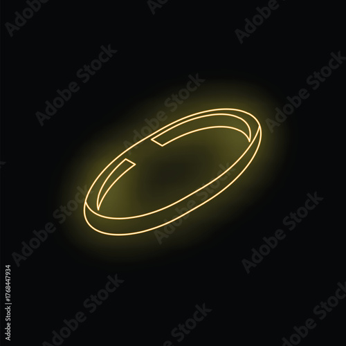 Glowing neon yellow pill on a black background representing medicine, healthcare, and pharmaceuticals