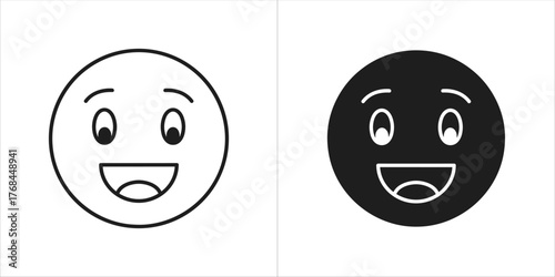 Two smiling face icons, one outline and one filled