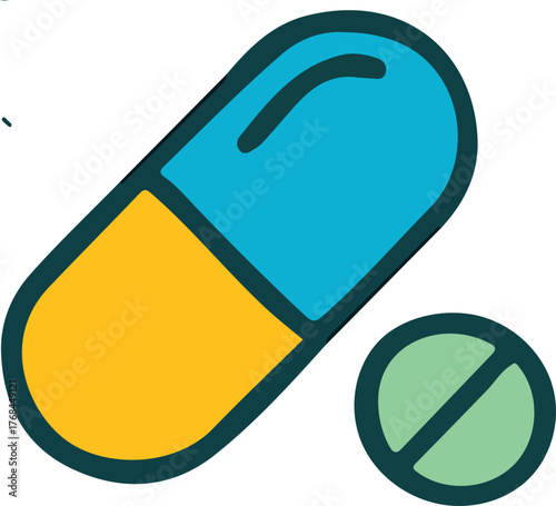 Pharmaceutical capsule and pill with prohibition symbol symbolizing healthcare medicine and treatment concepts medical supplies and drug information digital art