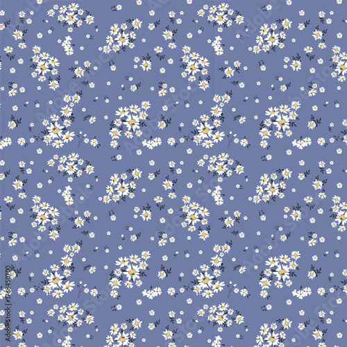 Modern Daisy Floral Seamless Pattern with Red Centers on minimal  Background