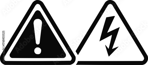 Hazard and Risk Symbol Vector Pack Minimal Warning Triangle Silhouette Collection