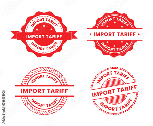 Collection of import tariff stamps and seals, import tariff, tariff, import, customs, tax, duty, trade, commerce, global trade, international trade, business, finance, economics, government, reg.