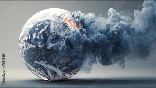 Wallpaper Mural A stylized representation of Earth surrounded by swirling clouds, symbolizing environmental issues and the fragility of the planet. Torontodigital.ca