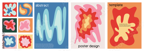 Minimalist Wavy Line Poster Collection. Modern Abstract Design Templates for Ads, Covers, Social Media, Shops, Sales, and Flyers