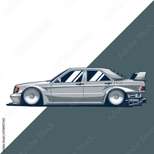 Vector sport racing car with side view using hand drawn style