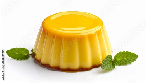 Classic Brazilian Quindim With Mint Garnish