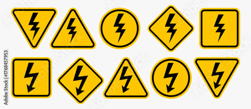 Signage collection of High voltage electricity danger warning.